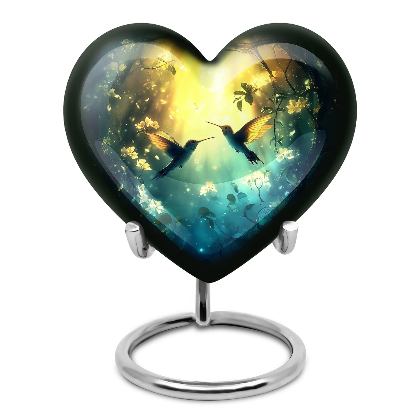 Personalized Hummingbird Cremation Urns - Tranquil Gold 10-inch, 200 cu in - Yatskia