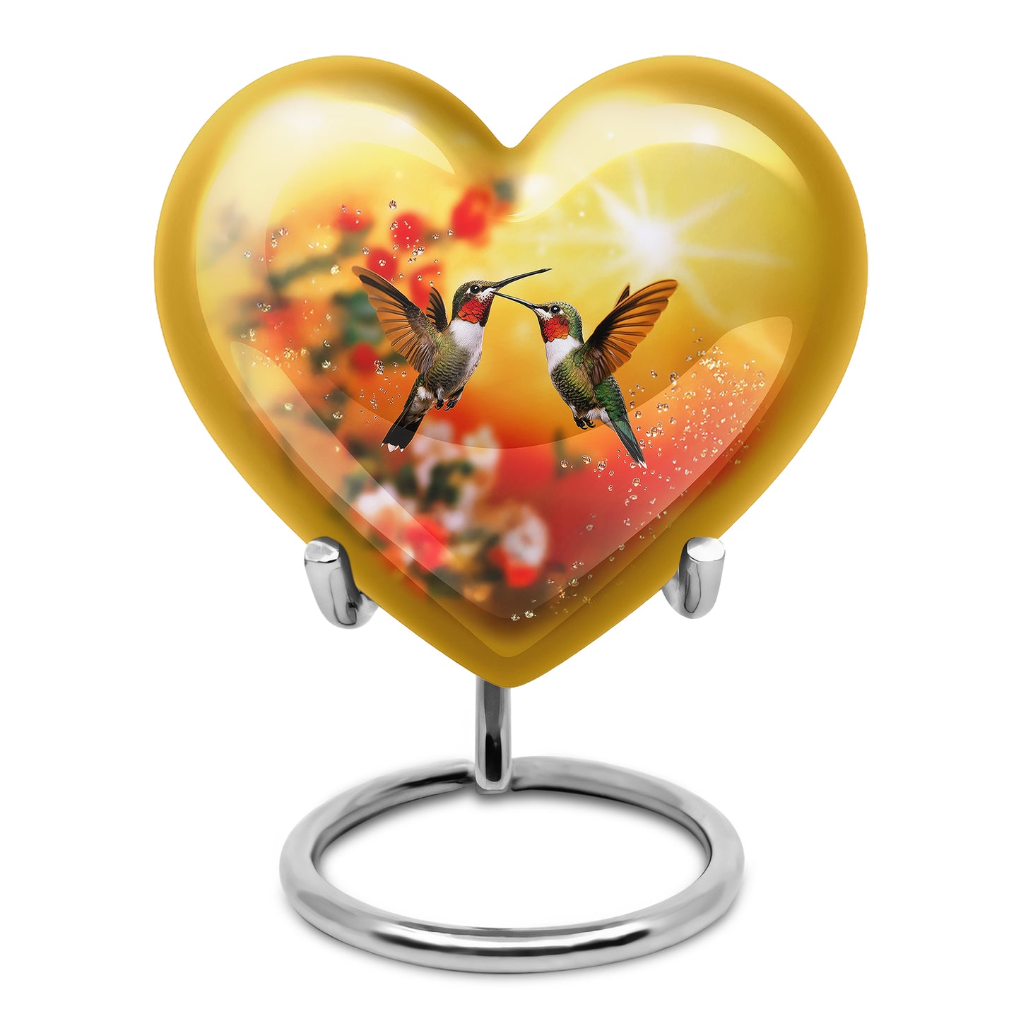 Distinguished Gold Hummingbird Cremation Urn for Ashes - 10-inch, 200 cu in - Yatskia