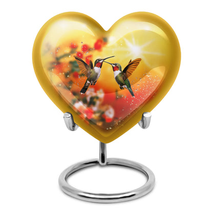 Distinguished Gold Hummingbird Cremation Urn for Ashes - 10-inch, 200 cu in - Yatskia