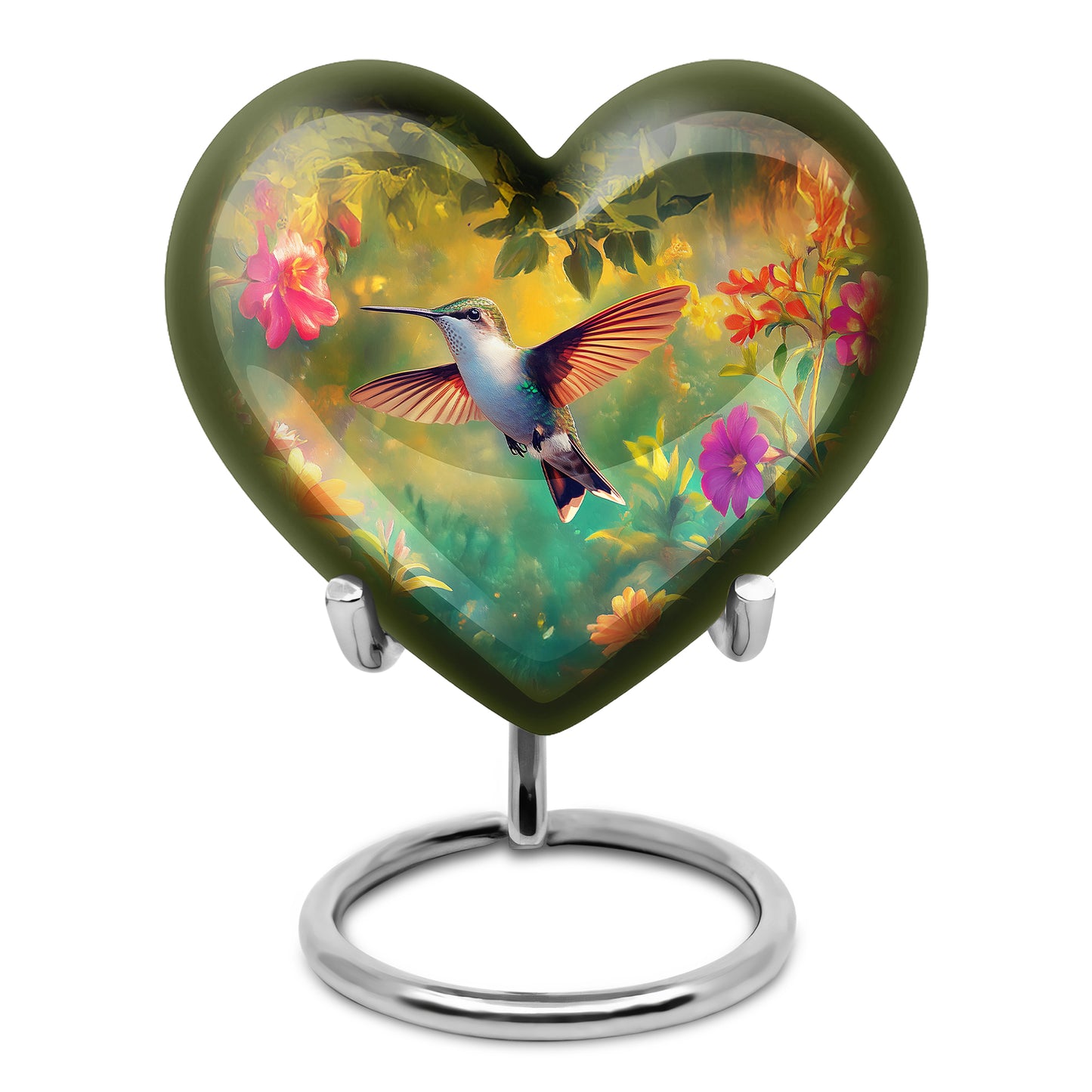 Black Venerable Hummingbird Cremation Urns for Human Ashes - 10-inch, 200 cu in - Yatskia