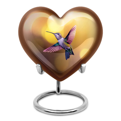 Gold Serene Hummingbird Memorial Urn for Ashes - 10-inch, 200 cu in - Yatskia