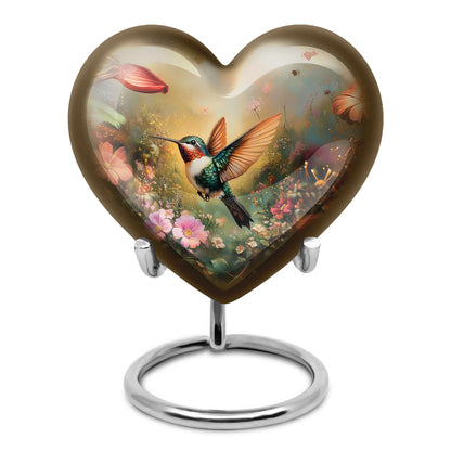 Gold Stately Hummingbird Cremation Urns for Human Ashes - 10-inch, 200 cu in - Yatskia
