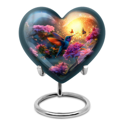Personalized Gold Heavenly Hummingbird Cremation Urns for Human Ashes - 10-inch, 200 cu in - Yatskia