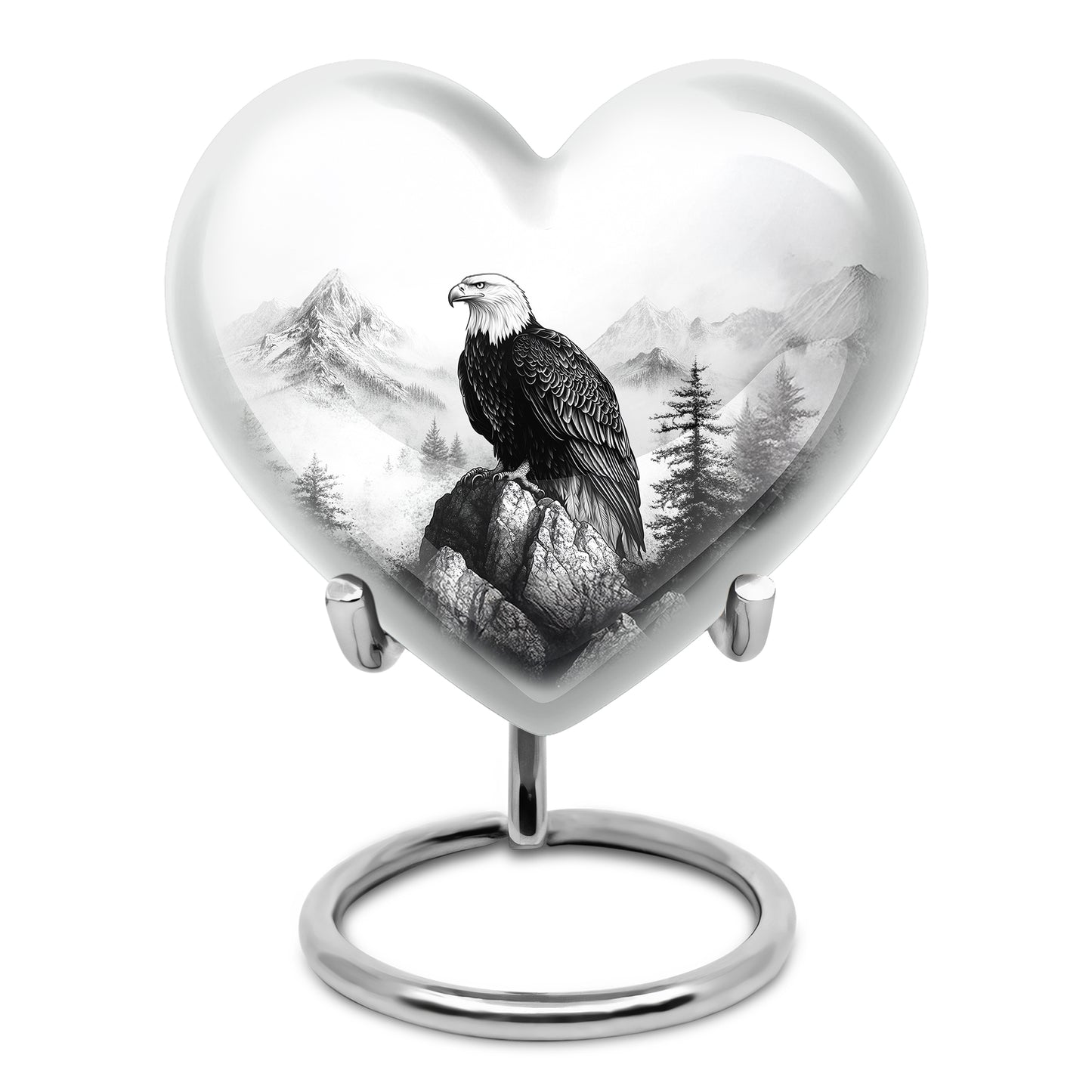 Personalized Silver Revered Eagle Cremation Urns for Human Ashes - 10-inch, 200 cu in - Yatskia