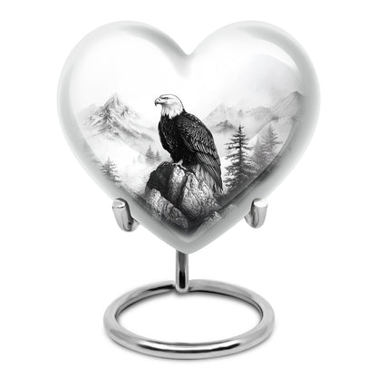 Personalized Silver Revered Eagle Cremation Urns for Human Ashes - 10-inch, 200 cu in - Yatskia