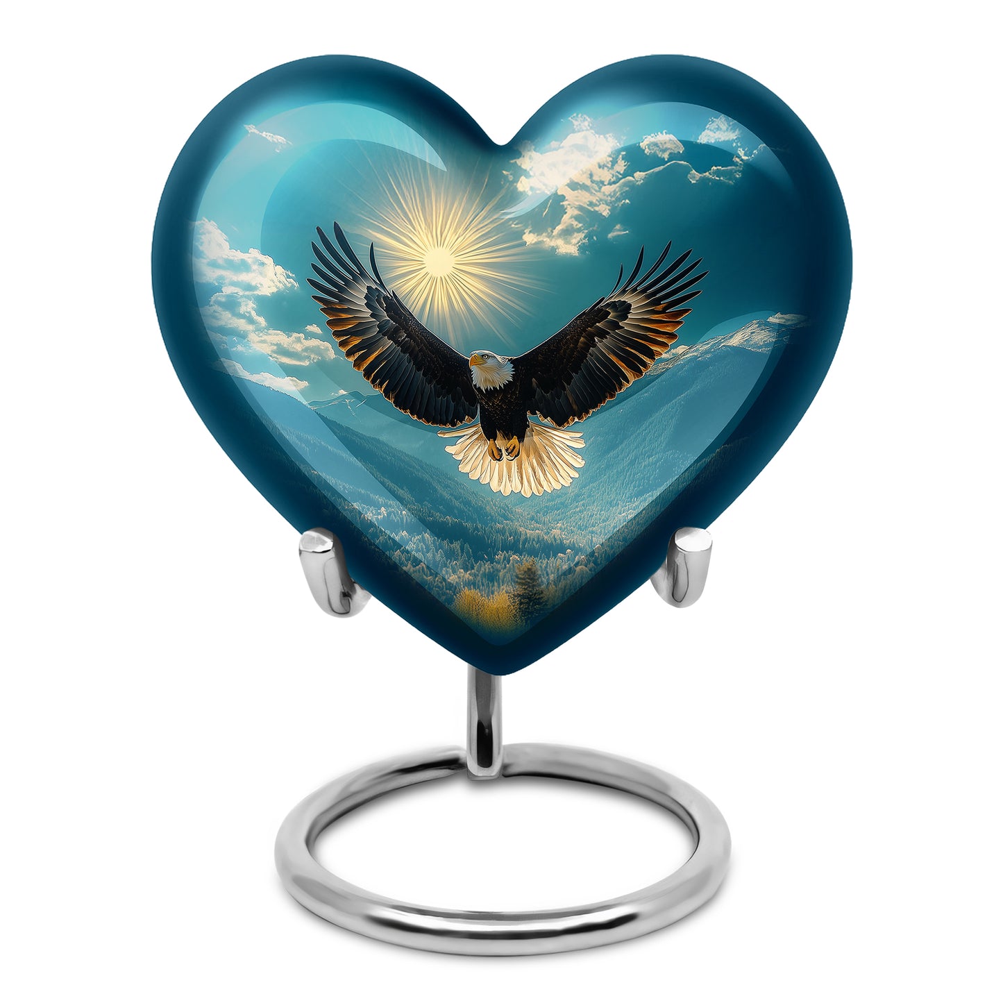 Teal Venerable Eagle Cremation Urns for Human Ashes - 10-inch, 200 cu in - Yatskia