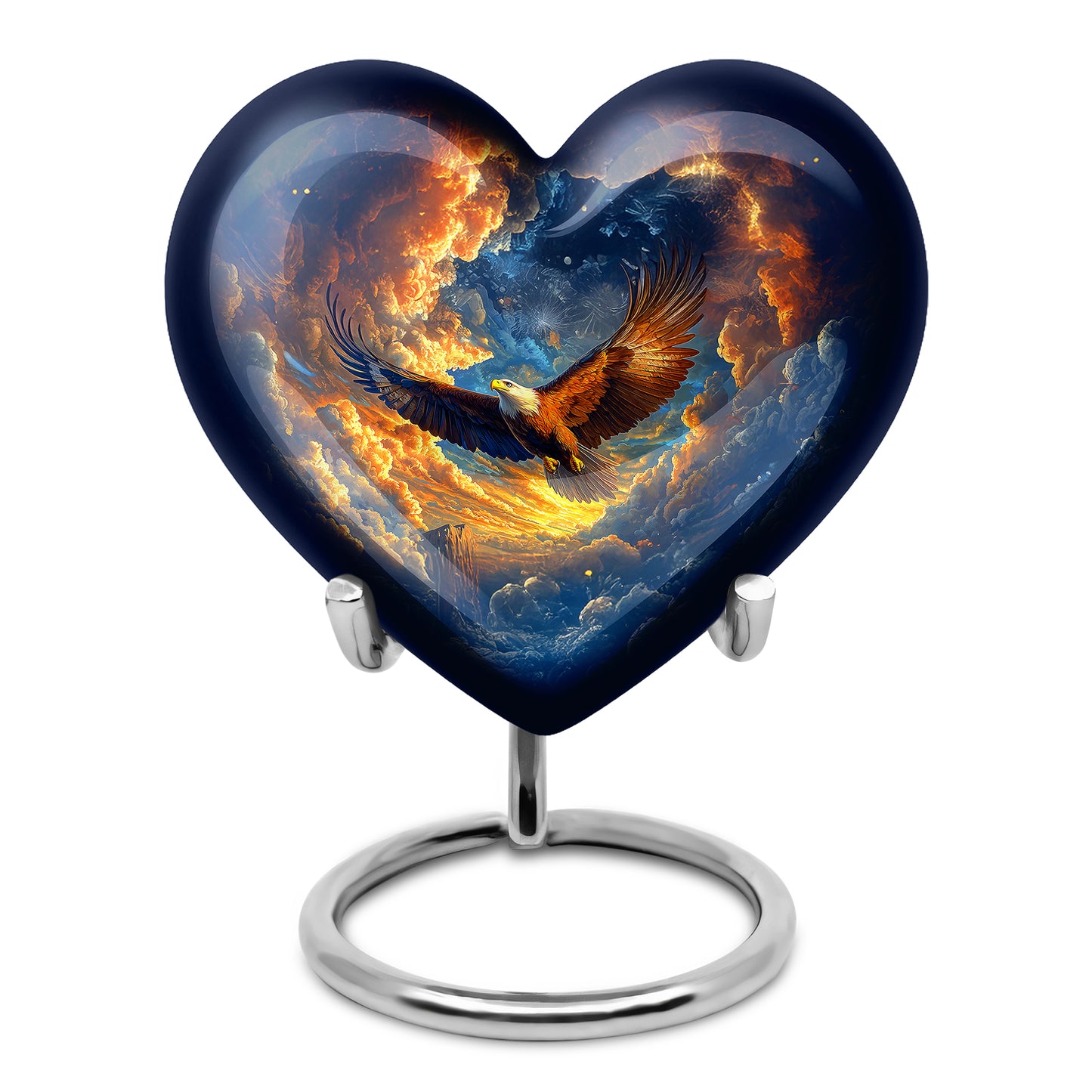 Blue Sacred Eagle Cremation Urns for Human Ashes - 10-inch, 200 cu in - Yatskia