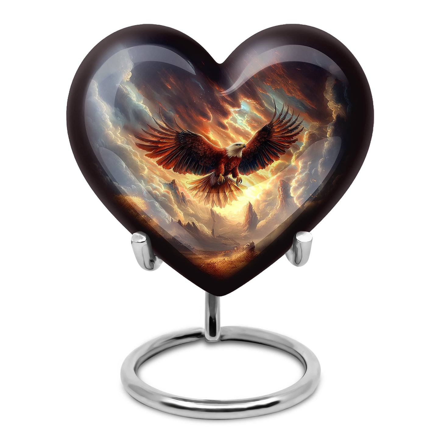 Resplendent Black Eagle Cremation Urn for Ashes - 10-inch, 200 cu in - Yatskia