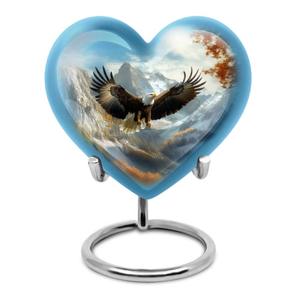 Personalized Blue Revered Eagle Cremation Urns for Human Ashes - 10-inch, 200 cu in - Yatskia