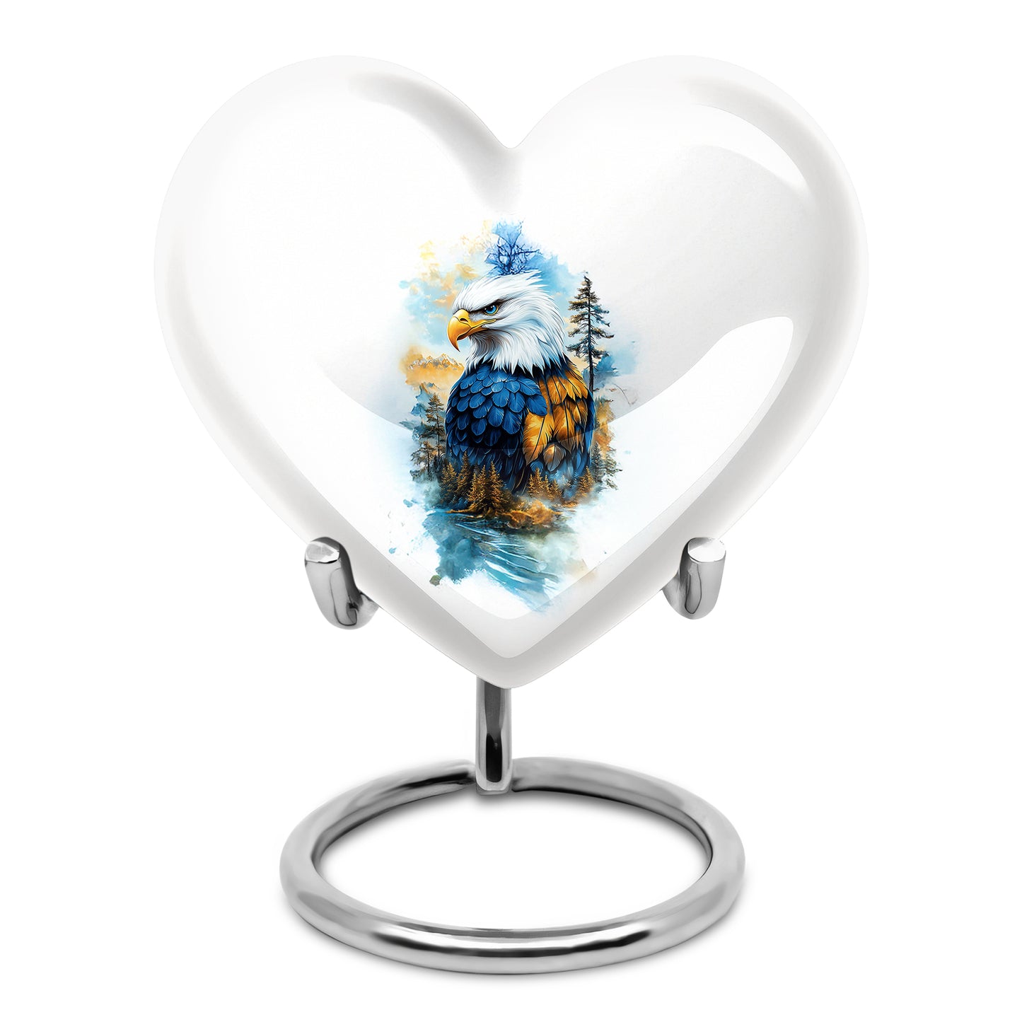 Personalized Elegant Eagle Cremation Urns - Silver 10-inch, 200 cu in - Yatskia