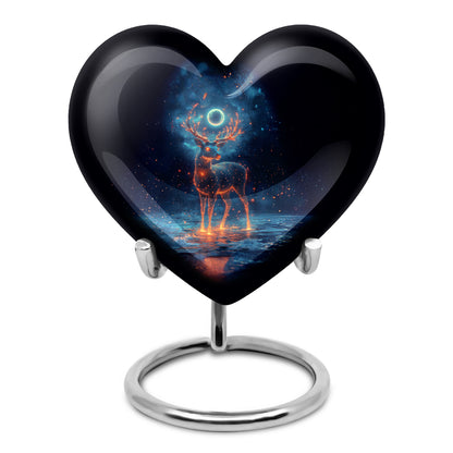 Black Serene Deer Memorial Urn for Ashes - 10-inch, 200 cu in - Yatskia