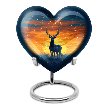 Illustrious Deer Memorial Cremation Urns - Blue 10-inch, 200 cu in - Yatskia