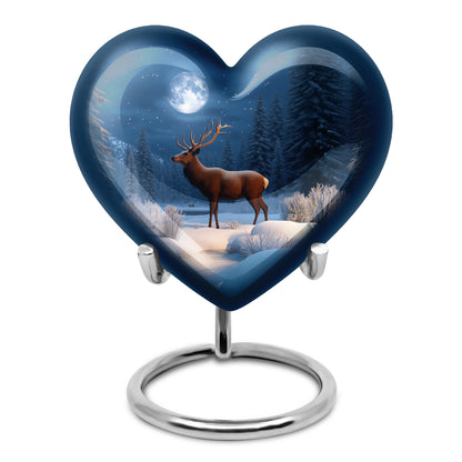 Blue Serene Deer Memorial Urn for Ashes - 10-inch, 200 cu in - Yatskia
