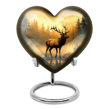 Personalized Gold Cherished Deer Cremation Urns for Human Ashes - 10-inch, 200 cu in - Yatskia
