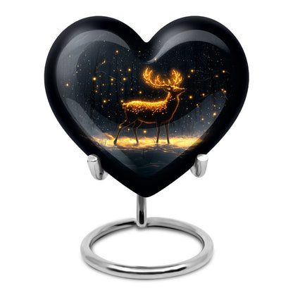 Inspiring Black Deer Remembrance Urn for Human Ashes - 10-inch, 200 cu in - Yatskia