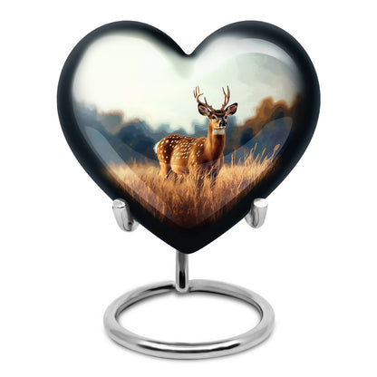 Personalized Silver Heavenly Deer Cremation Urns for Human Ashes - 10-inch, 200 cu in - Yatskia