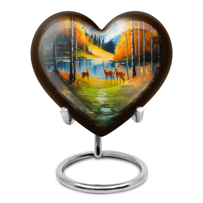 Blessed Deer Cremation Urns for Human Ashes - Teal 10-inch - Yatskia