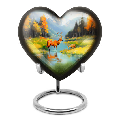 Resplendent Blue Deer Cremation Urn for Ashes - 10-inch, 200 cu in - Yatskia