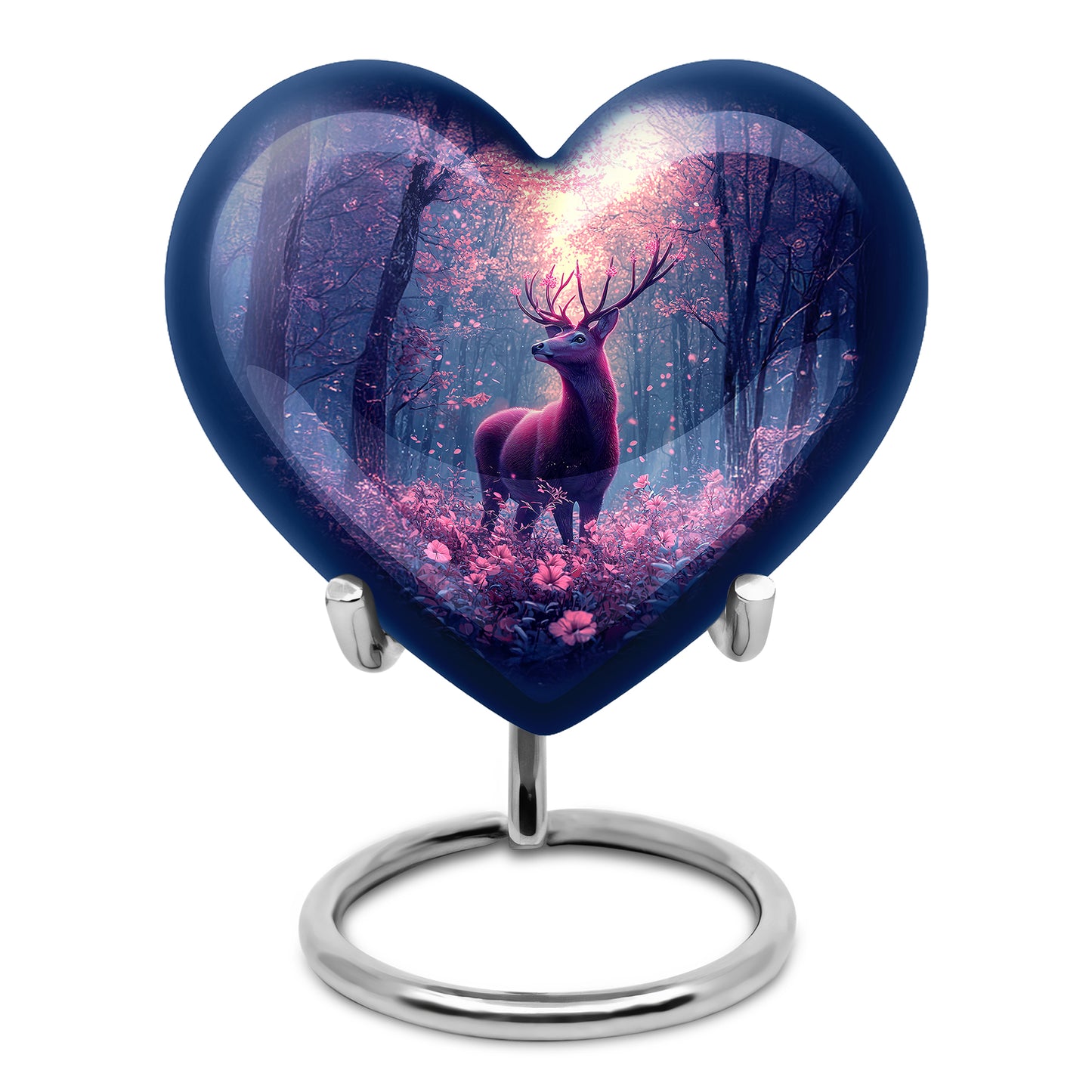 Blue Breathtaking Deer Memorial Urn for Ashes - 10-inch, 200 cu in - Yatskia