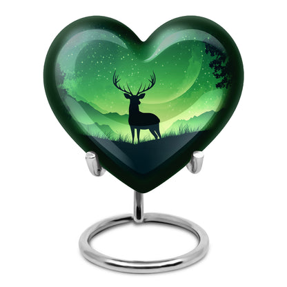 Personalized Green Deer Cremation Urns for Ashes - Peaceful 10-inch - Yatskia