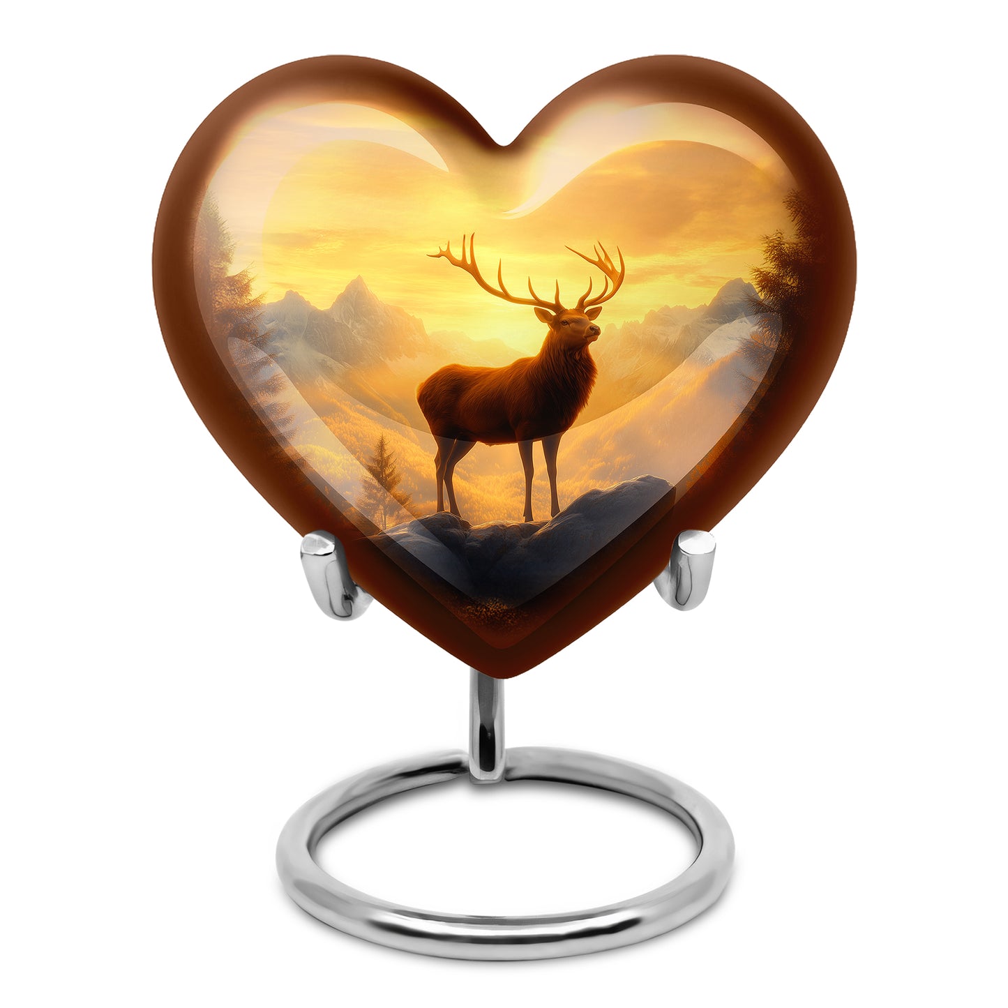 Gold Exquisite Deer Memorial Urn for Ashes - 10-inch, 200 cu in - Yatskia