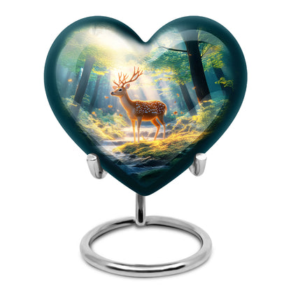 Remarkable Deer Memorial Cremation Urns - Blue 10-inch, 200 cu in - Yatskia