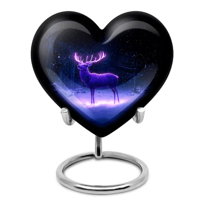 Blue Venerable Deer Cremation Urns for Human Ashes - 10-inch, 200 cu in - Yatskia