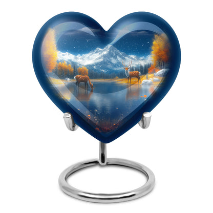 Radiant Deer Memorial Cremation Urns - Blue 10-inch, 200 cu in - Yatskia