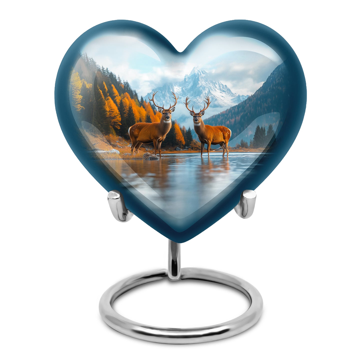 Personalized Magnificent Deer Cremation Urns - Blue 10-inch, 200 cu in - Yatskia
