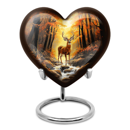 Gold Serene Deer Memorial Urn for Ashes - 10-inch, 200 cu in - Yatskia