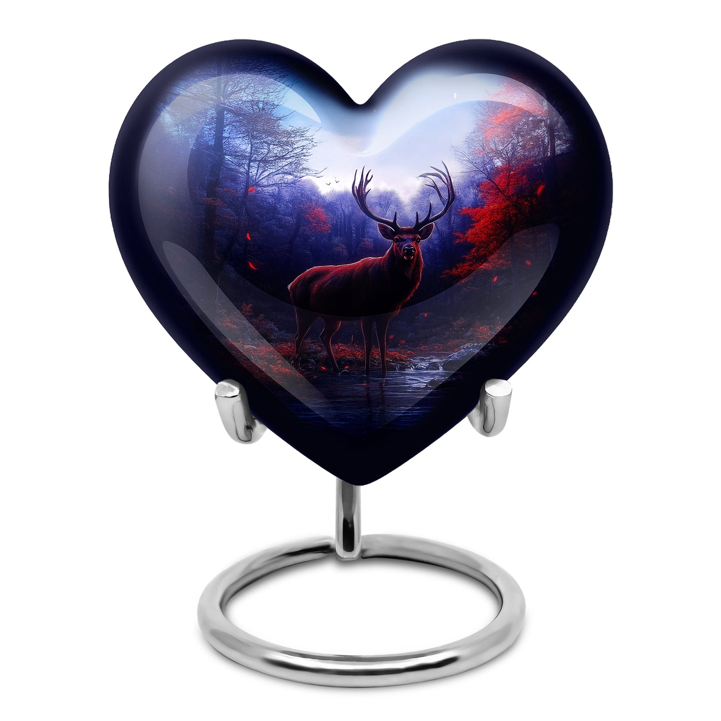 Inspiring Blue Deer Celebration Urn for Human Ashes - 10-inch, 200 cu in - Yatskia