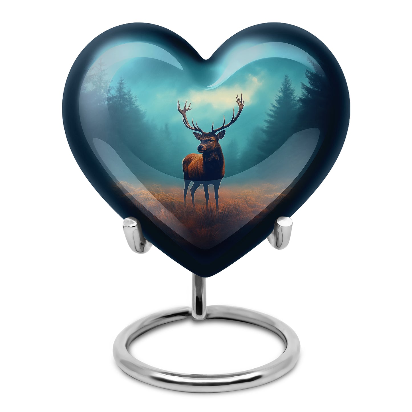 Teal Deer Devotion Cremation Urns for Human Ashes - 10-inch, 200 cu in - Yatskia