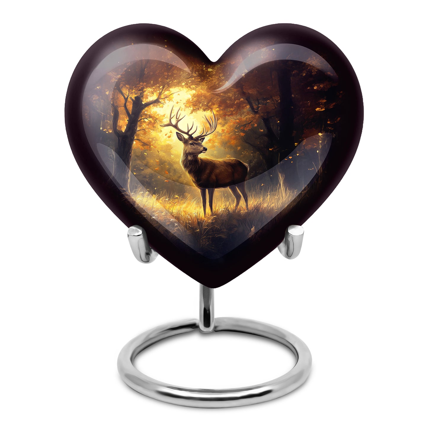 Gold Venerable Deer Cremation Urns for Human Ashes - 10-inch, 200 cu in - Yatskia