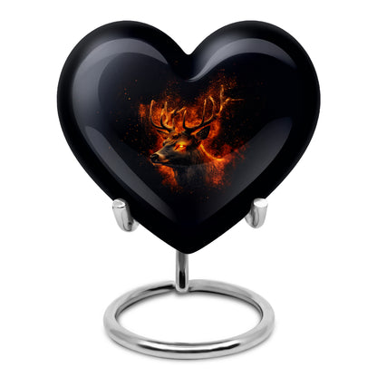 Radiant Deer Memorial Cremation Urns - Black 10-inch, 200 cu in - Yatskia