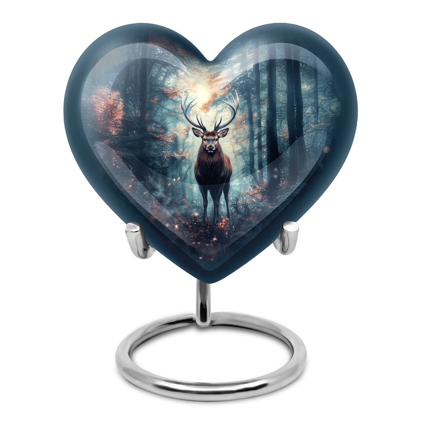 Luminous Blue Deer Comfort Urn for Human Ashes - 10-inch, 200 cu in - Yatskia