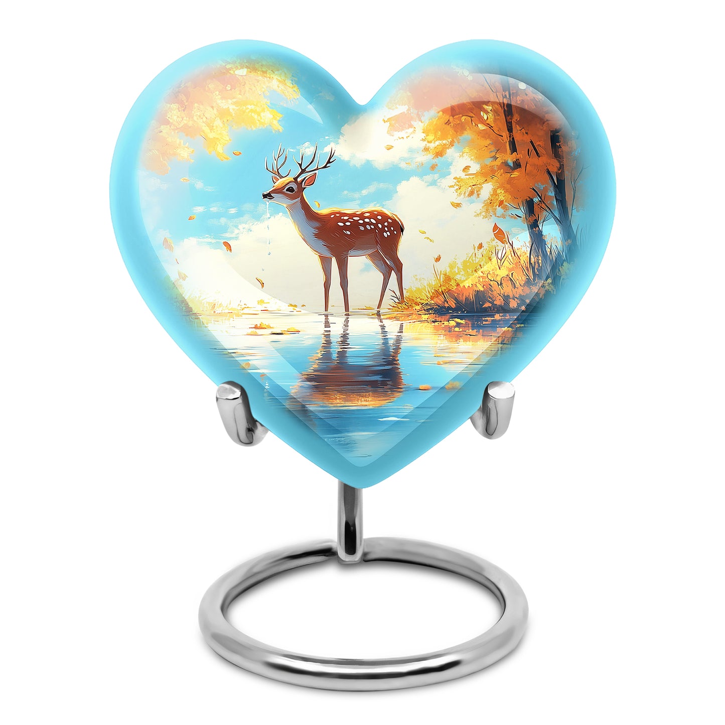 Everlasting Teal Deer Devotion Urn for Human Ashes - 10-inch, 200 cu in - Yatskia