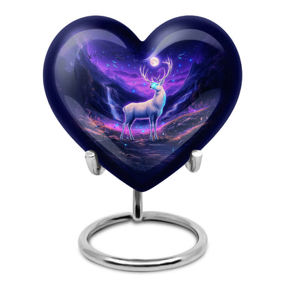 Remarkable Deer Memorial Cremation Urns - Blue 10-inch, 200 cu in - Yatskia