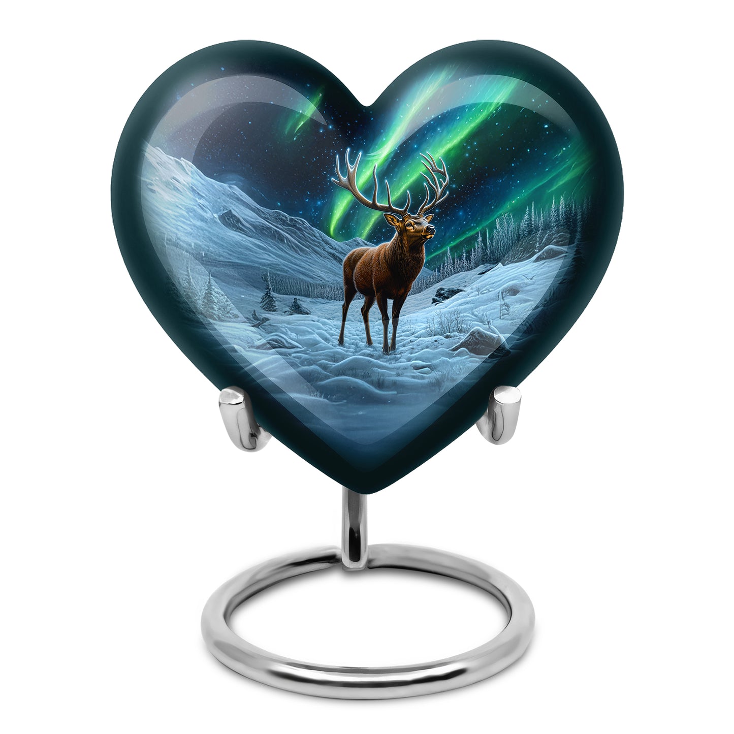Black Treasured Deer Cremation Urns for Human Ashes - 10-inch, 200 cu in - Yatskia