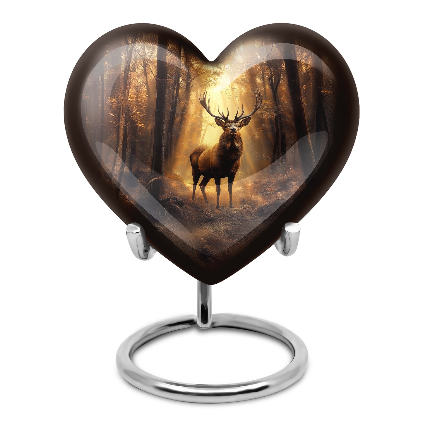 Divine Gold Deer Cremation Urn for Ashes - 10-inch, 200 cu in - Yatskia