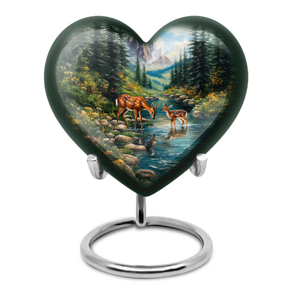 Personalized Blue Steadfast Deer Cremation Urns for Human Ashes - 10-inch, 200 cu in - Yatskia