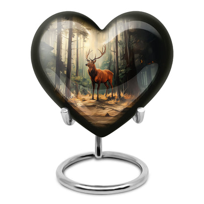 Radiant Deer Memorial Cremation Urns - Black 10-inch, 200 cu in - Yatskia