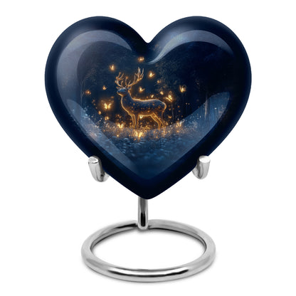 Blue Beloved Deer Cremation Urns for Human Ashes - 10-inch, 200 cu in - Yatskia
