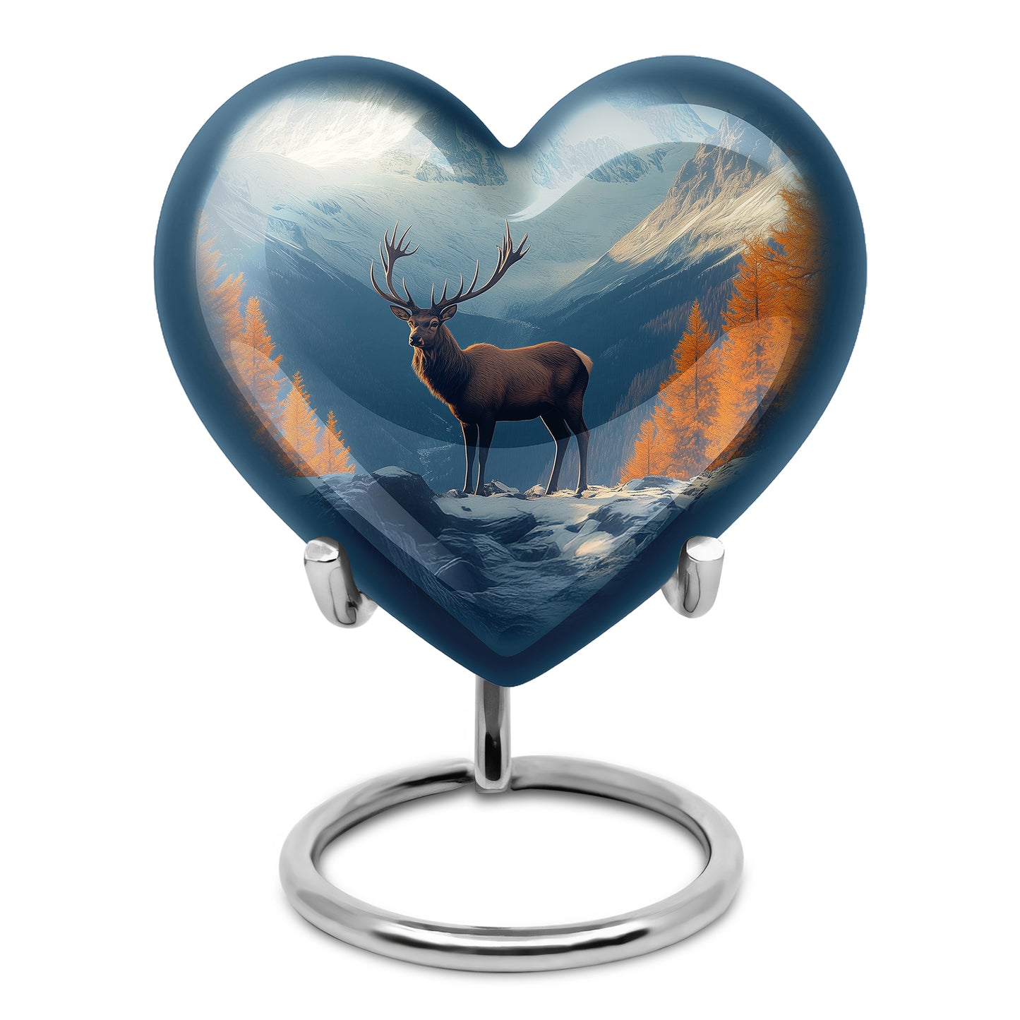 Graceful Blue Deer Testament Urn for Human Ashes - 10-inch, 200 cu in - Yatskia