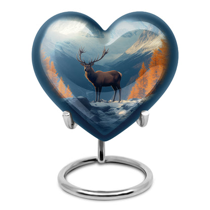 Graceful Blue Deer Testament Urn for Human Ashes - 10-inch, 200 cu in - Yatskia