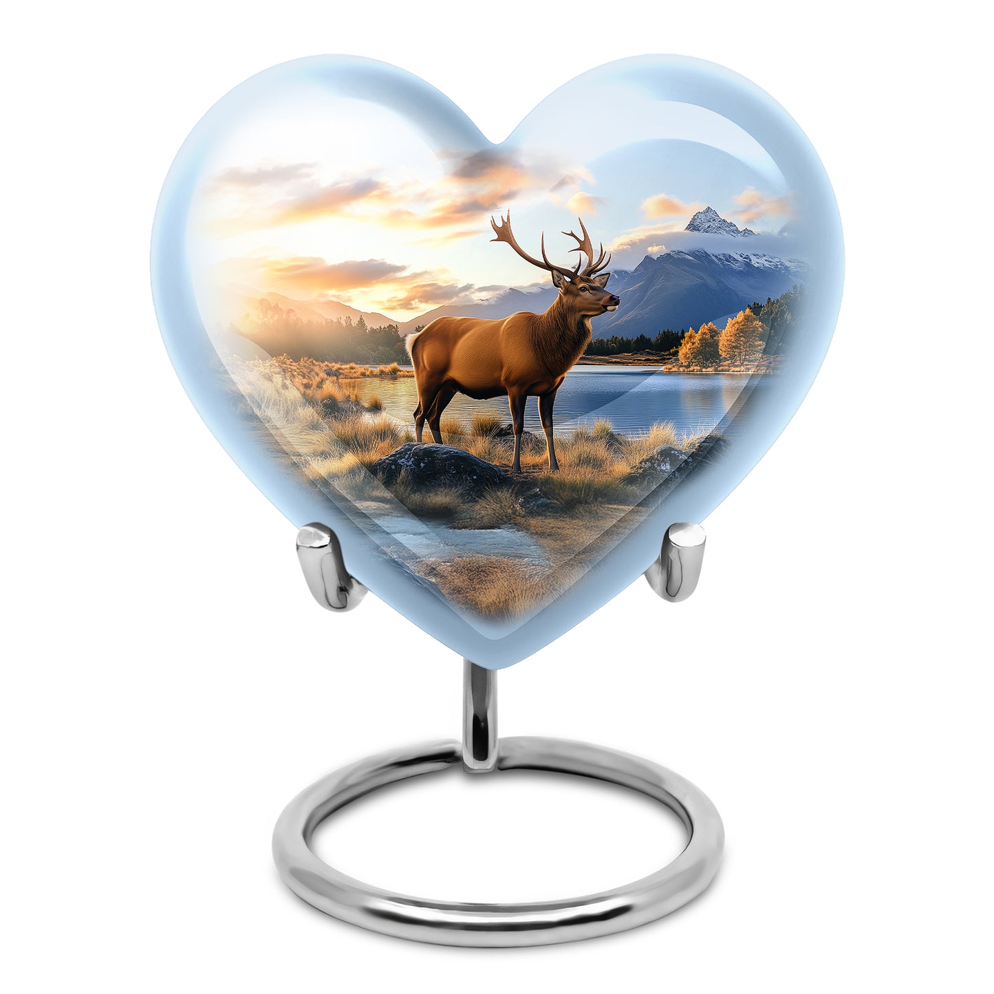 Personalized Blue Steadfast Deer Cremation Urns for Human Ashes - 10-inch, 200 cu in - Yatskia