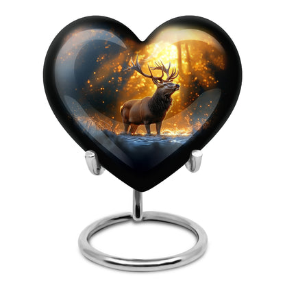 Gold Deer Sanctuary Cremation Urns for Human Ashes - 10-inch, 200 cu in - Yatskia