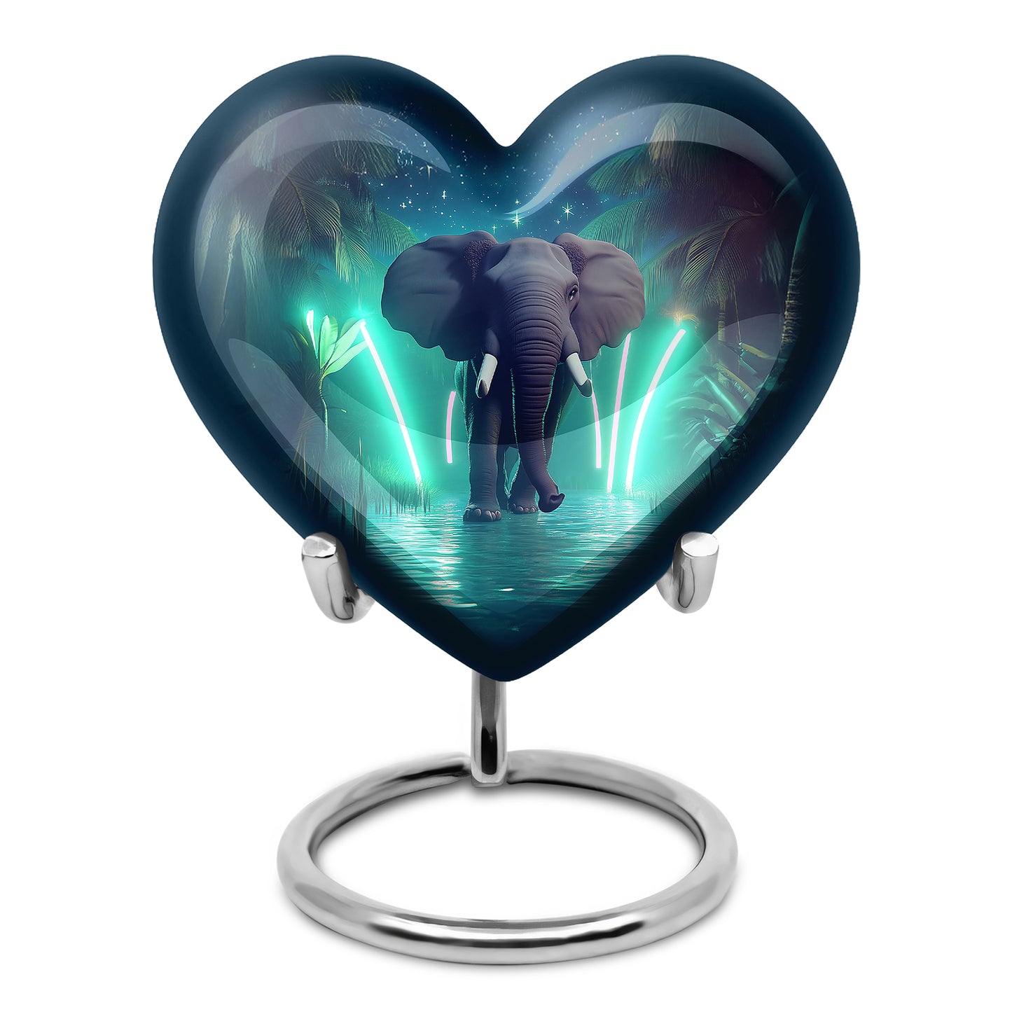 Blue Exquisite Elephant Memorial Urn for Ashes - 10-inch, 200 cu in - Yatskia