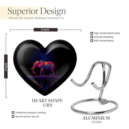 Celestial Blue Elephant Cremation Urn front view showing detailed design - heart-shaped elephant design symbolizing eternal love - mini keepsake memorial for portion of cremation ashes