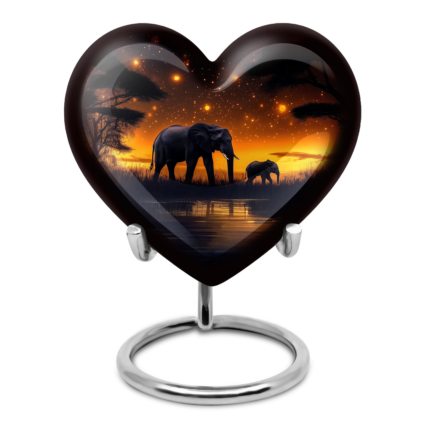 Personalized Black Elephant Cremation Urns for Ashes - Peaceful 10-inch - Yatskia