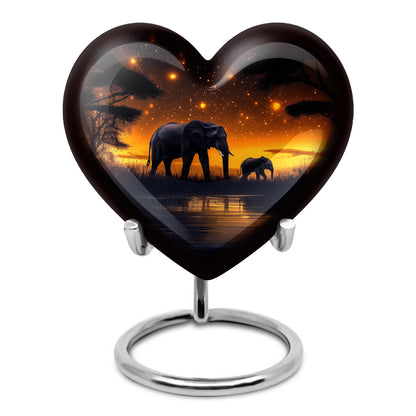 Personalized Black Elephant Cremation Urns for Ashes - Peaceful 10-inch - Yatskia